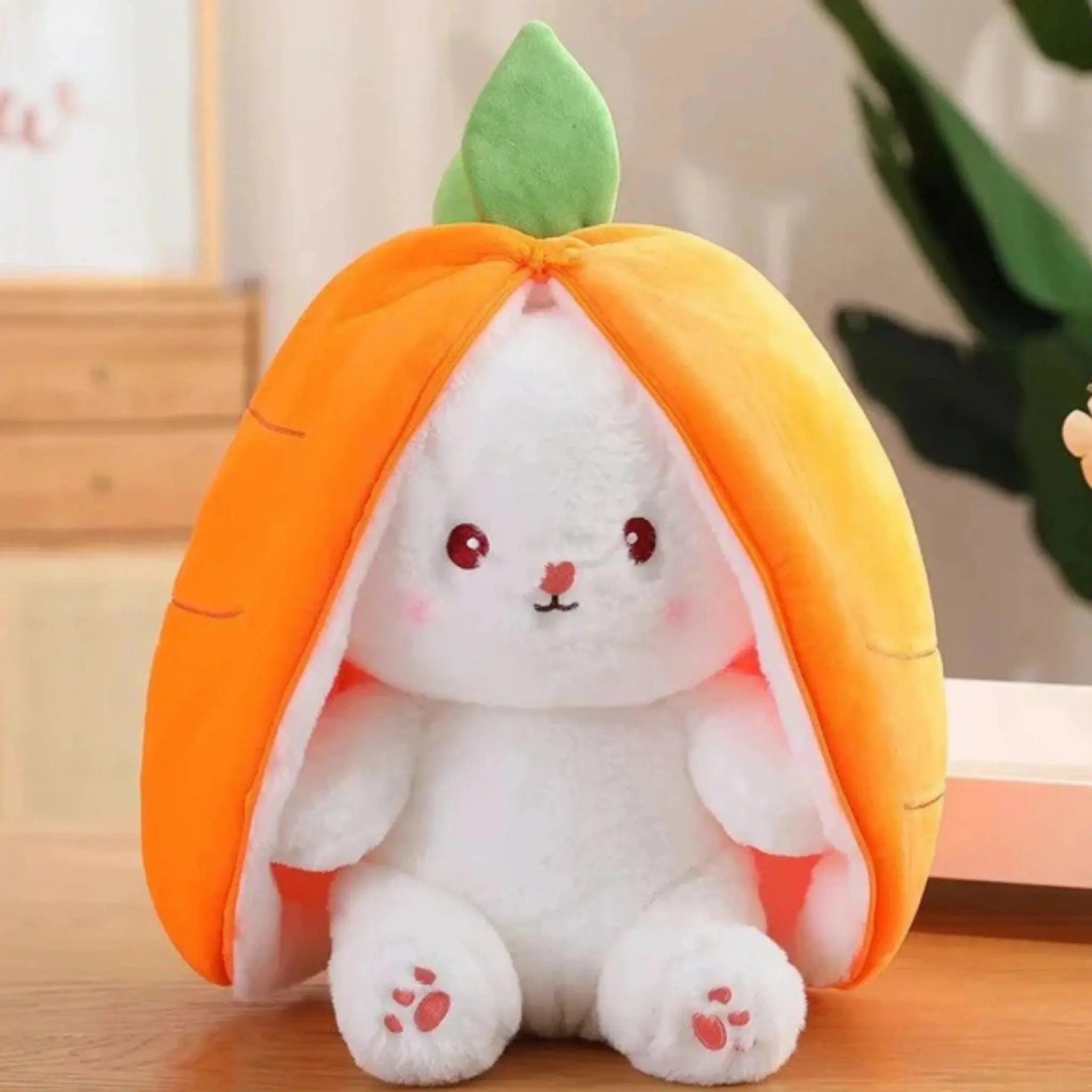 Adorable Strawberry Bunny Pink & Orange Plush Toy Plushieplays