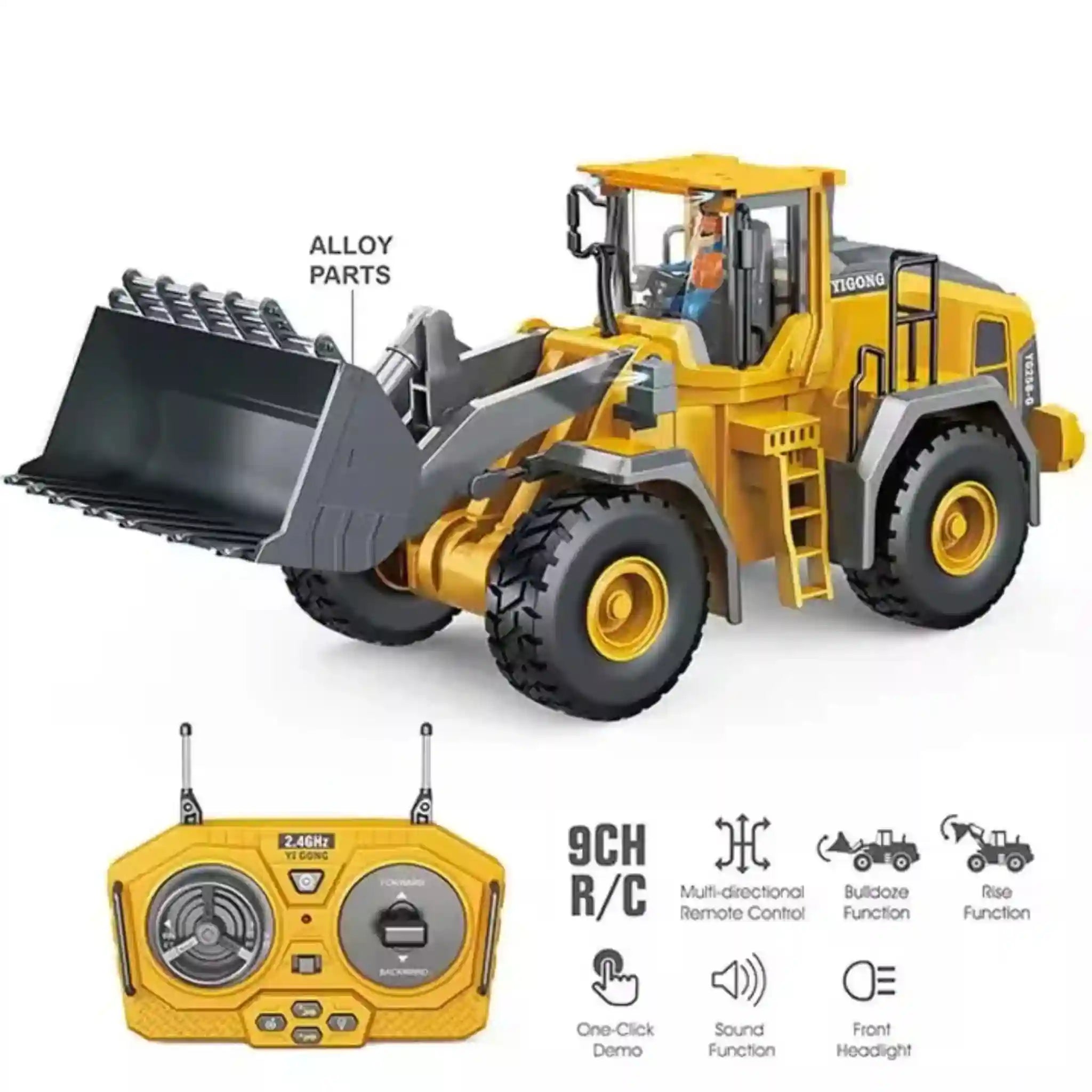 Remote Control Wheel Loader 9CH - 2.4GHz Remote Control Construction Toys