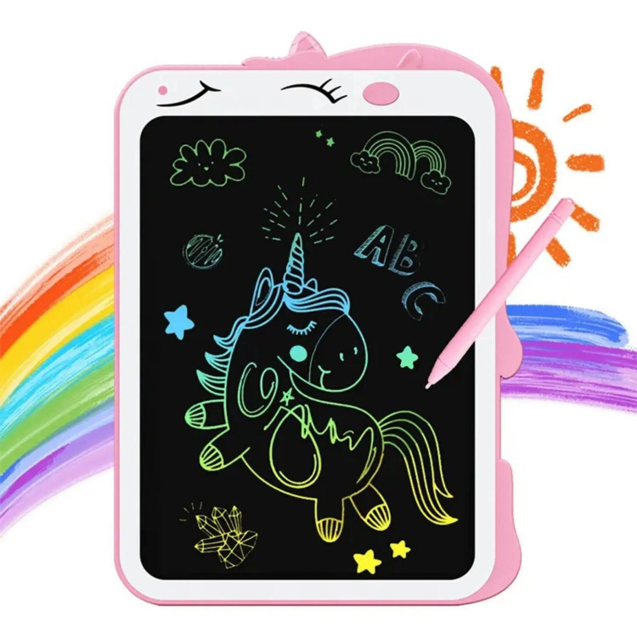 LCD Writing Tablet 8.5" Kids Drawing Board Dinosaur & Unicorn Educational Toy Plushieplays