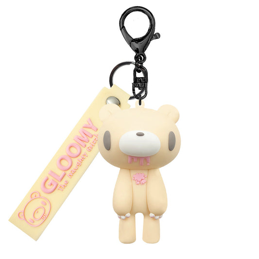 Bear keychain with a tag on a white background