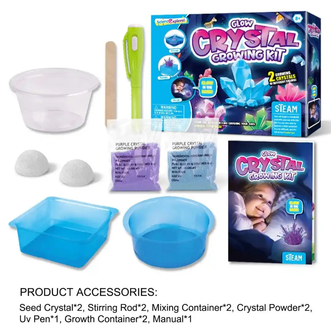 Glow Crystal Growing Kit - Grow 2 Crystals - Best Science Kits For Kids